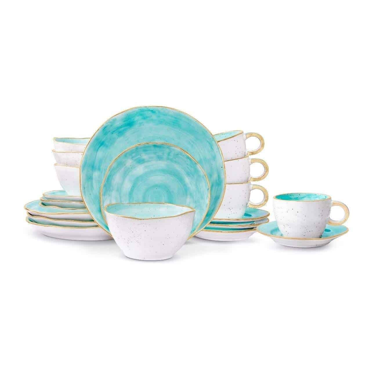 20 Piece Cabana Turquoise Dinnerware Set