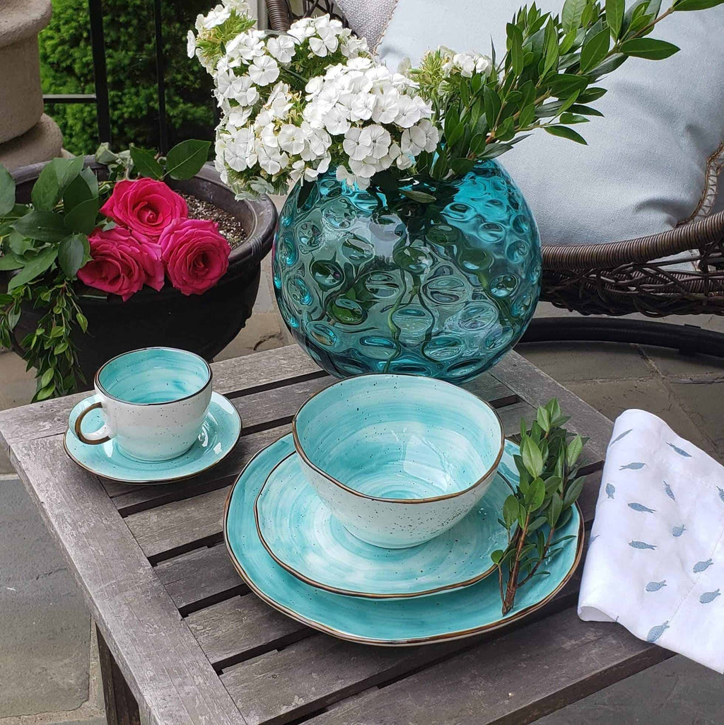 20 Piece Cabana Turquoise Dinnerware Set