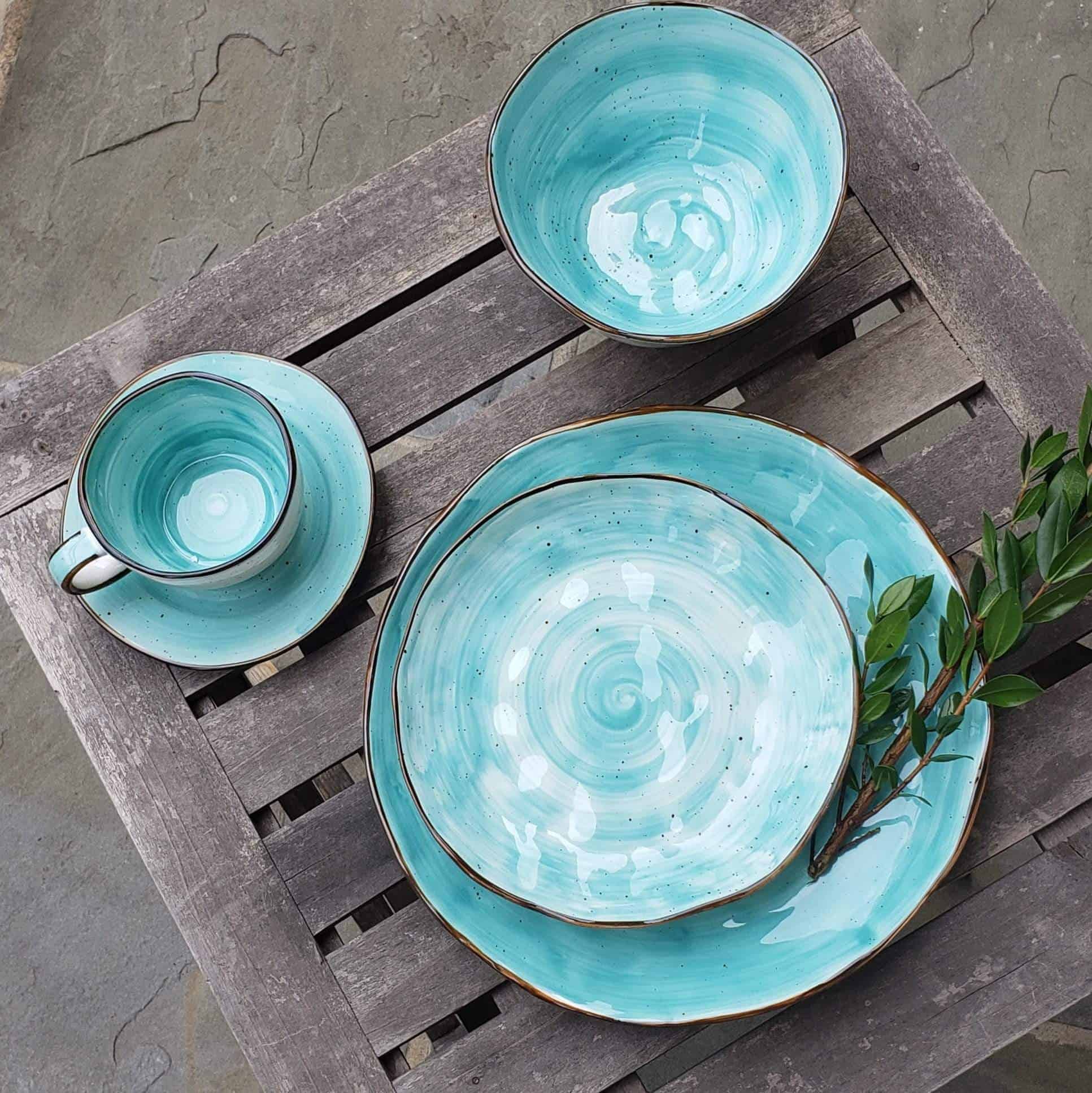 20 Piece Cabana Turquoise Dinnerware Set