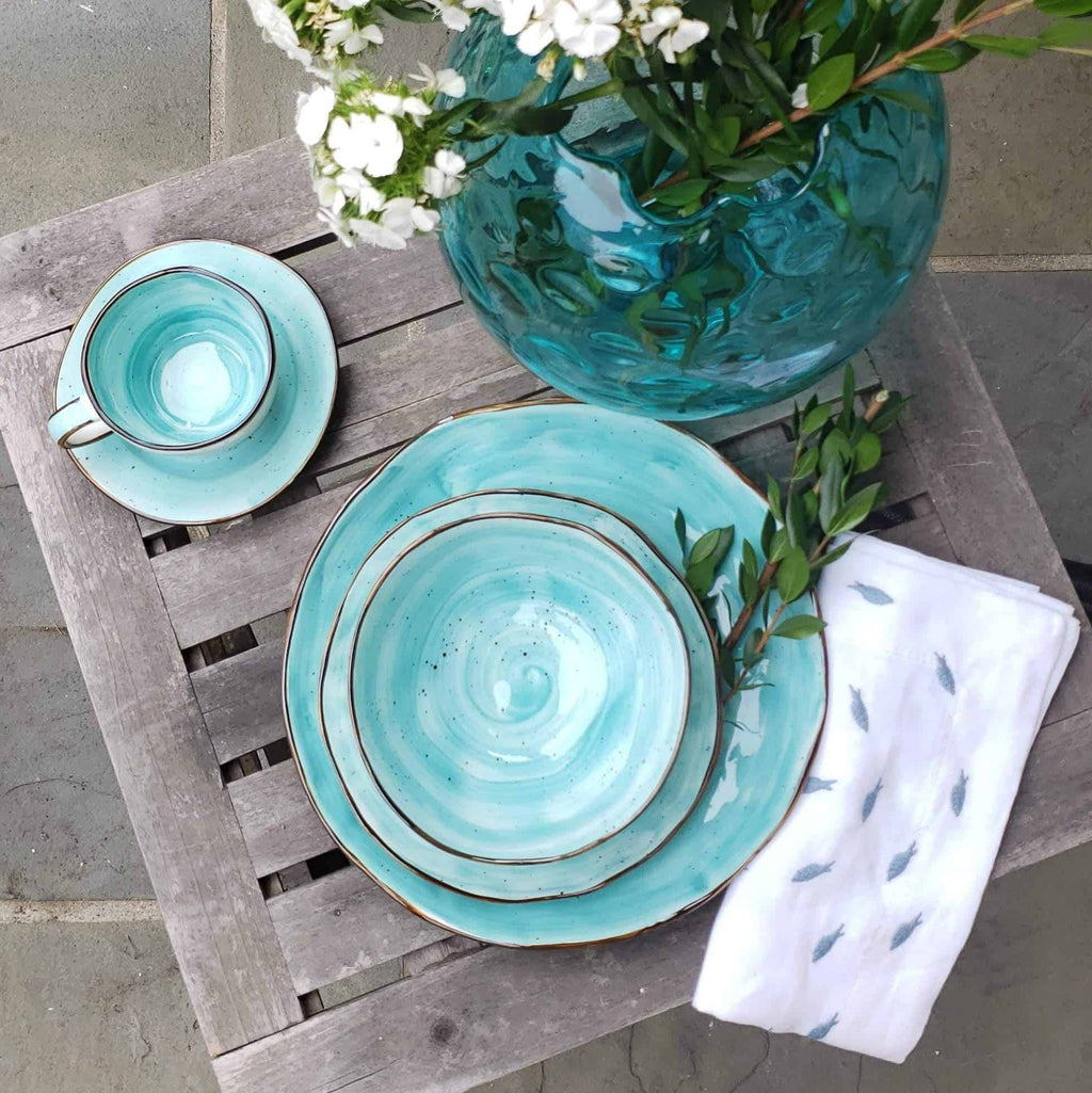 20 Piece Cabana Turquoise Dinnerware Set