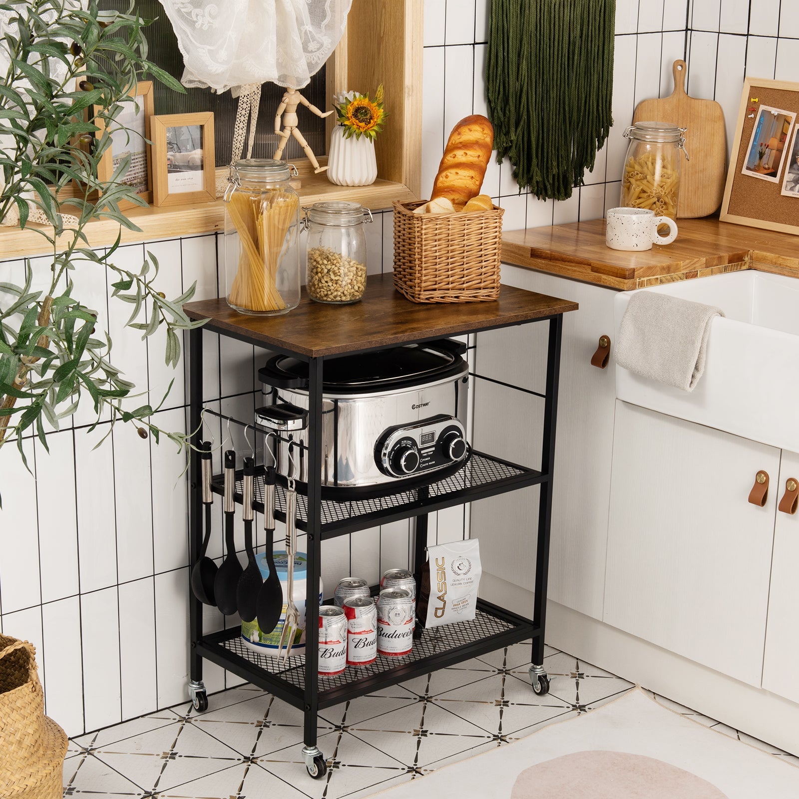 3-Tier Kitchen Utility Industrial Cart