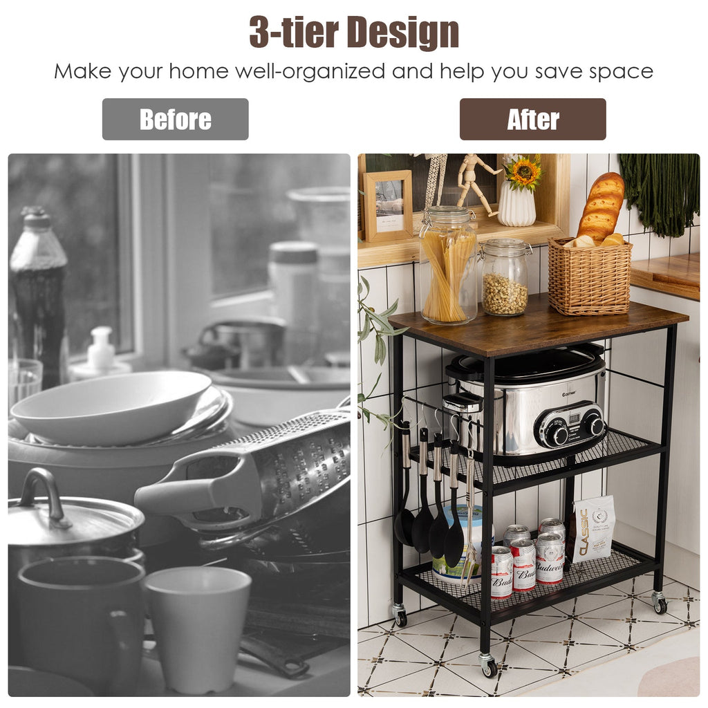 3-Tier Kitchen Utility Industrial Cart