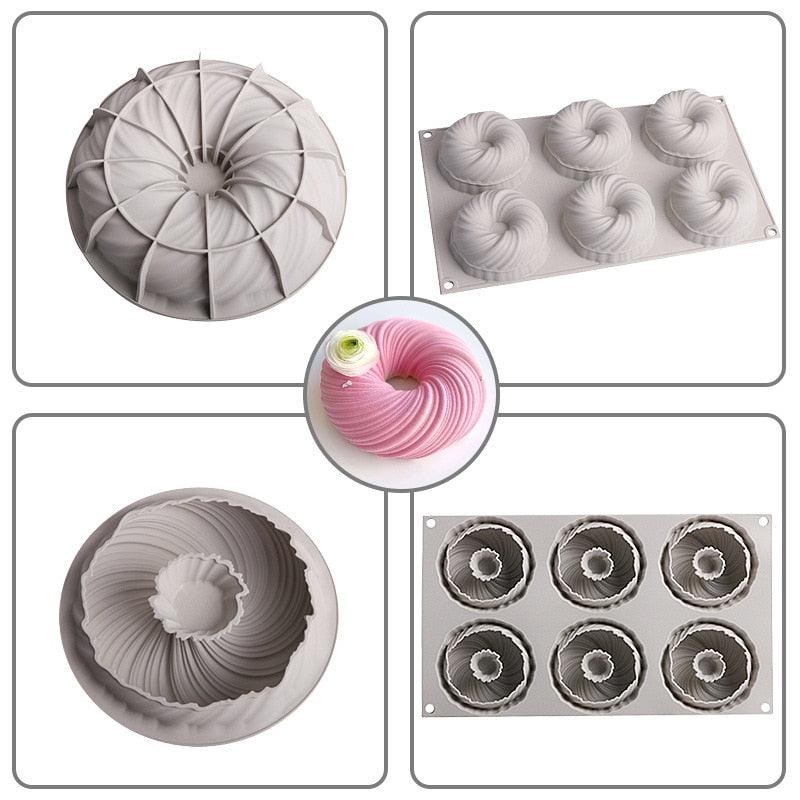3D Big Swirl Shape Silicone Butter Cake Mould