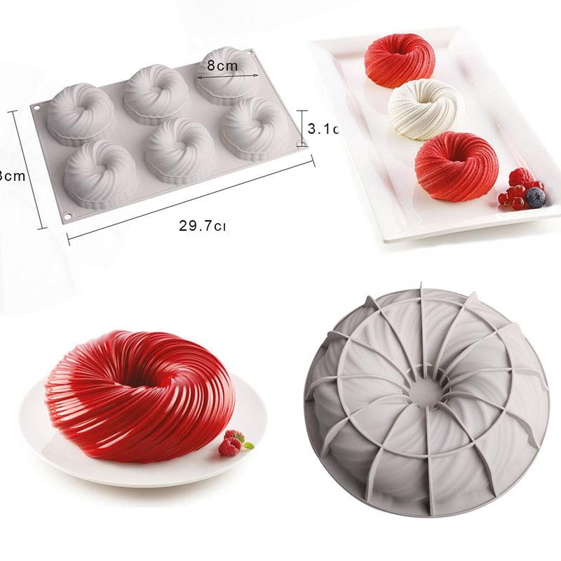 3D Big Swirl Shape Silicone Butter Cake Mould