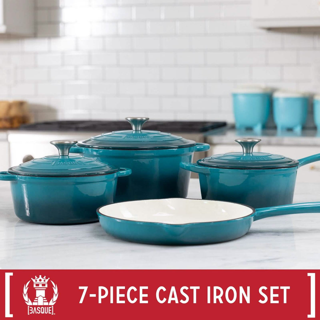 7-Piece Basque Enameled Cast Iron Cookware Set