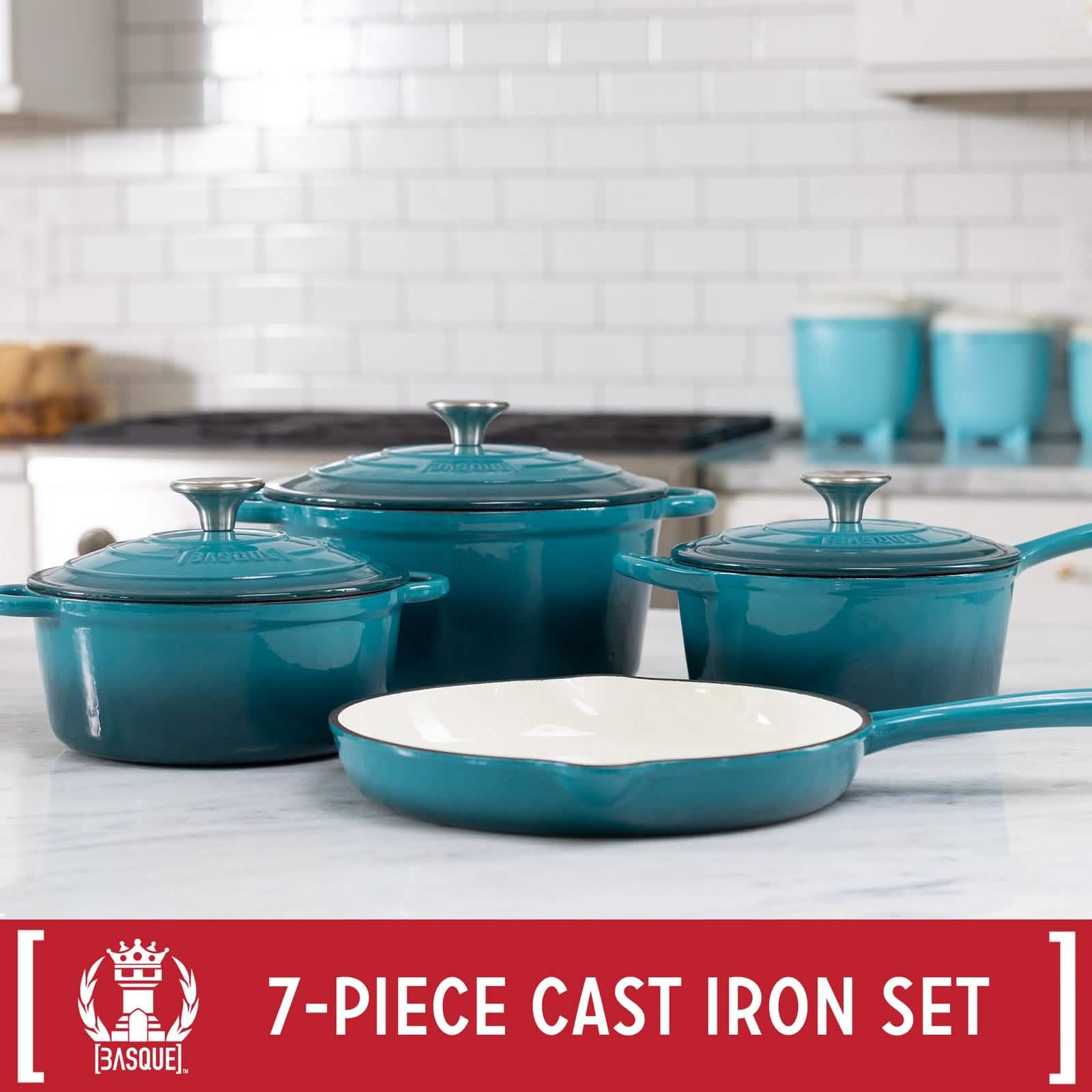 7-Piece Basque Enameled Cast Iron Cookware Set