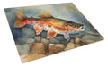 Brook Trout Cutting Board Tempered Glass Kitchen Surface, Heat Resistant Chopping with Non-Slip Feet,Food Prep & Serving