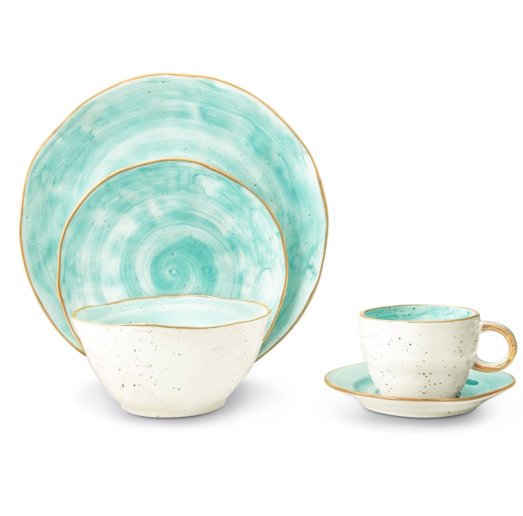 20 Piece Cabana Turquoise Dinnerware Set