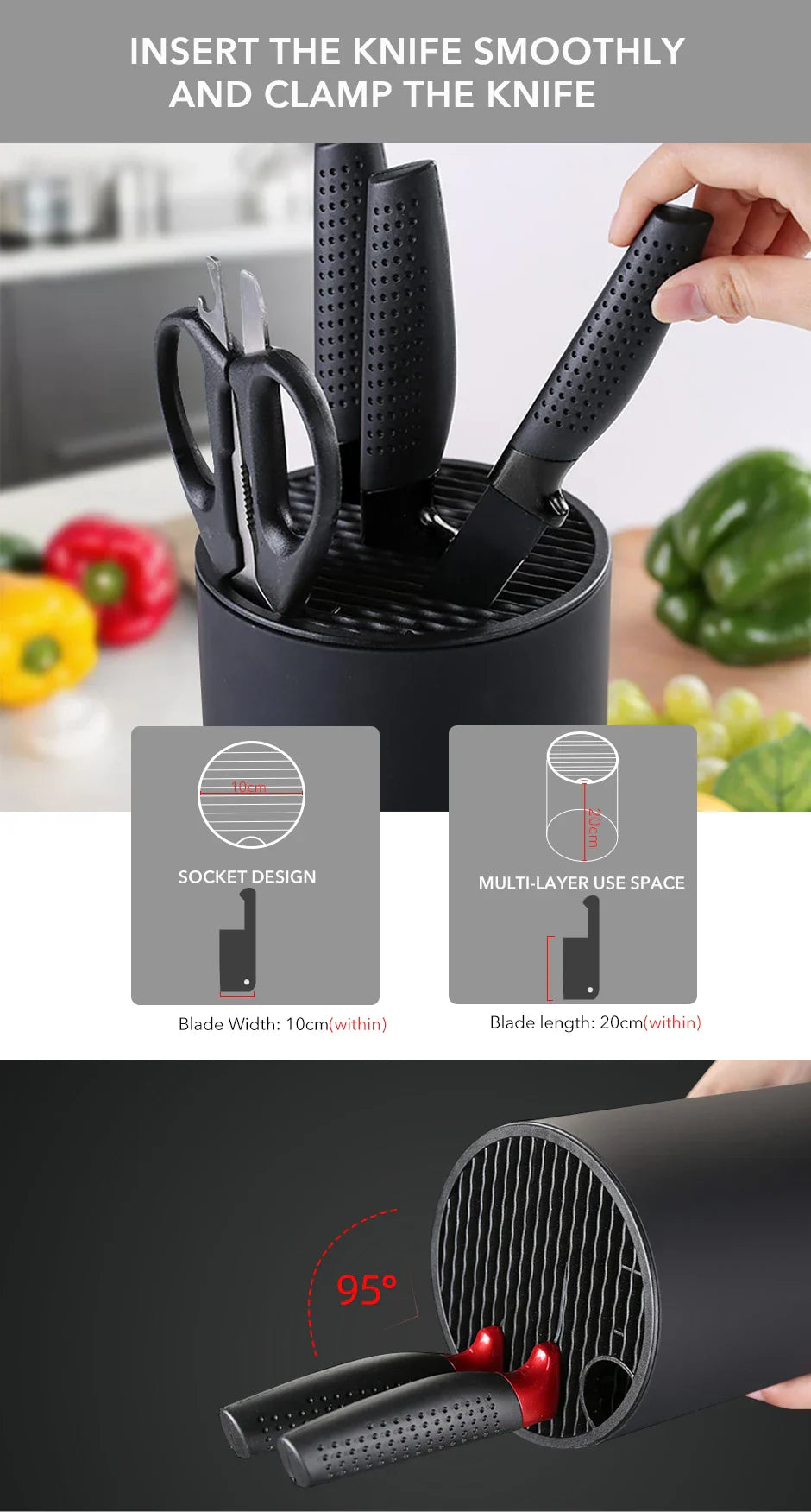 8.8 inch Kitchen Knife Holder Drainable