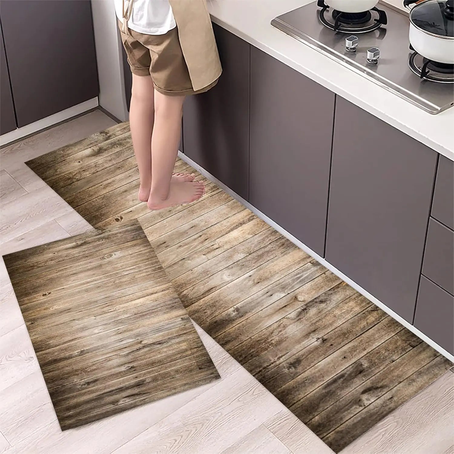 Wooden Kitchen Floor Mat Comfort Non-Slip