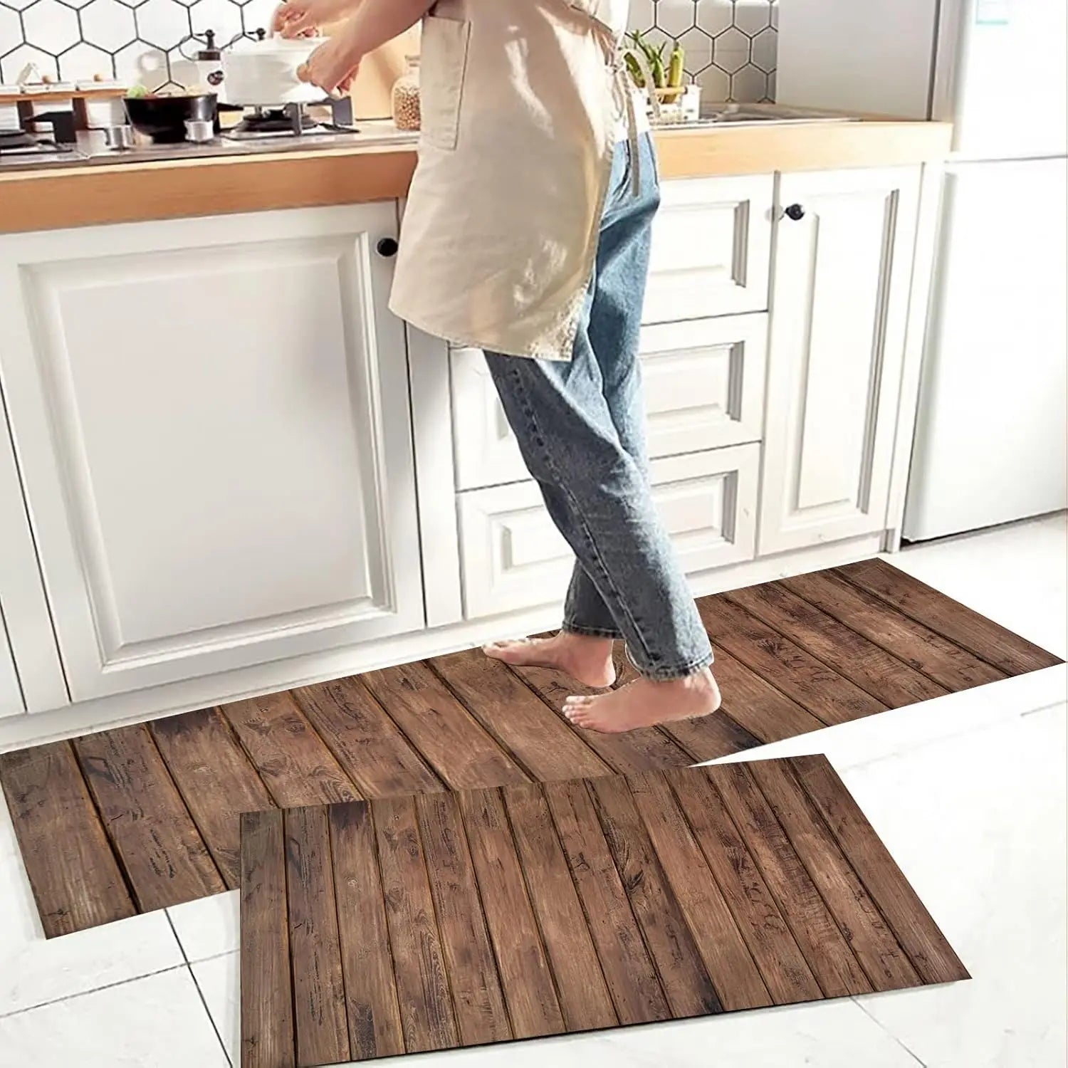 Wooden Kitchen Floor Mat Comfort Non-Slip