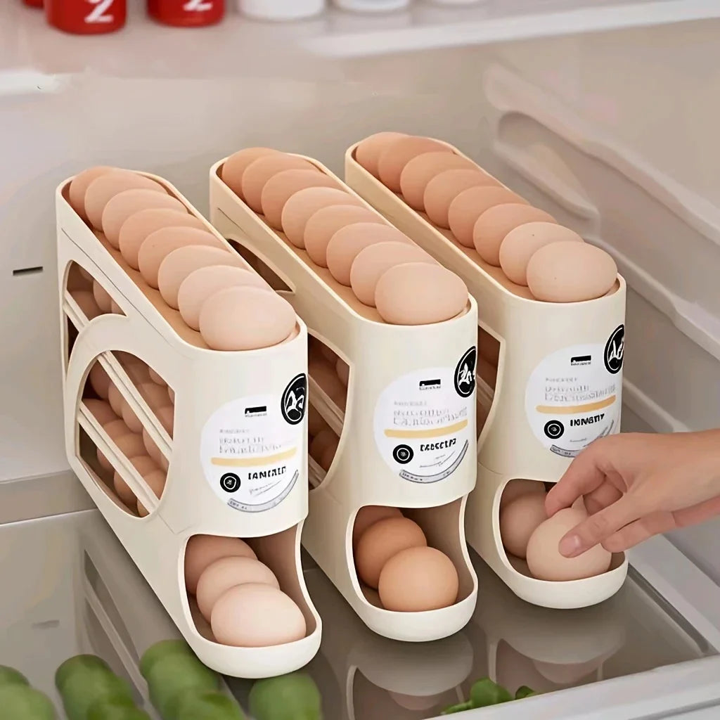 3-Tier Rolling Egg Storage Container for Refrigerator