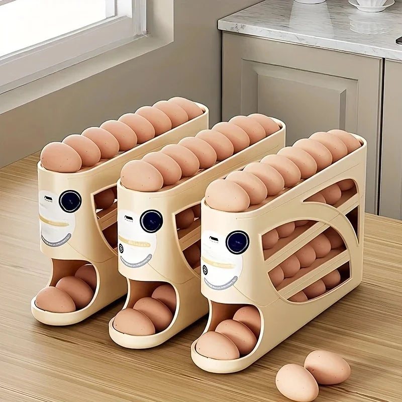 3-Tier Rolling Egg Storage Container for Refrigerator