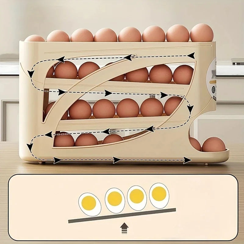 3-Tier Rolling Egg Storage Container for Refrigerator