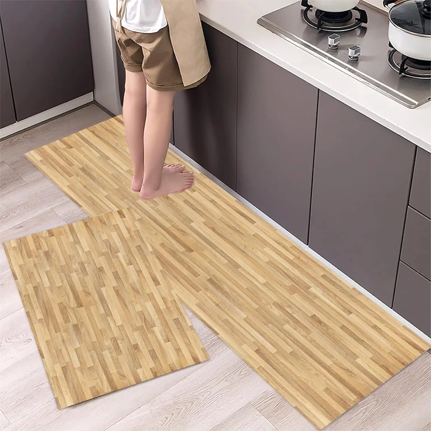Wooden Kitchen Floor Mat Comfort Non-Slip