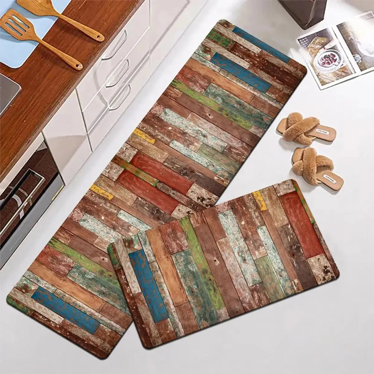 Rainbow Wood Paneled  Floor Mats