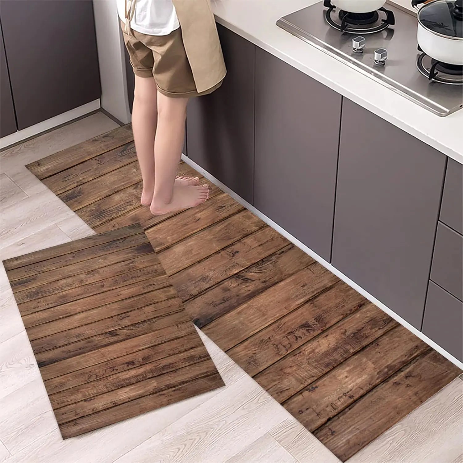 Wooden Kitchen Floor Mat Comfort Non-Slip