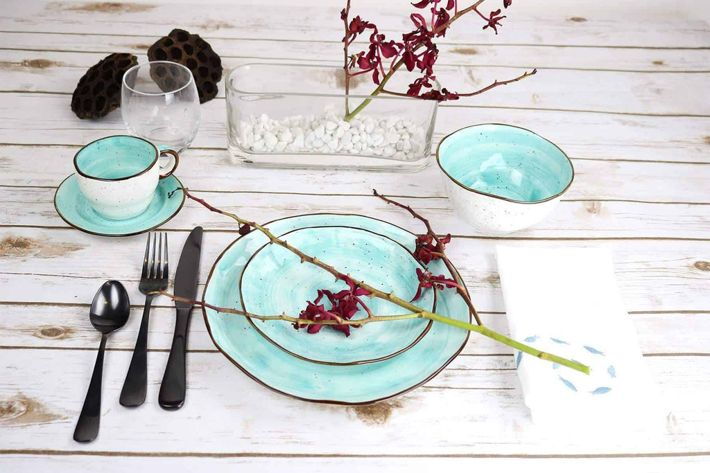 20 Piece Cabana Turquoise Dinnerware Set