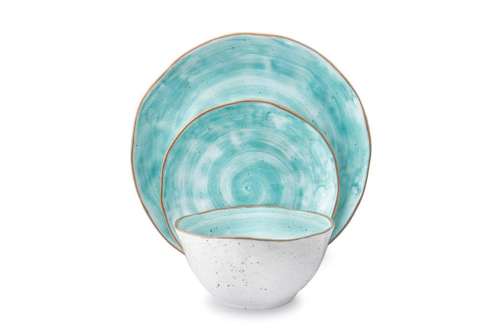20 Piece Cabana Turquoise Dinnerware Set