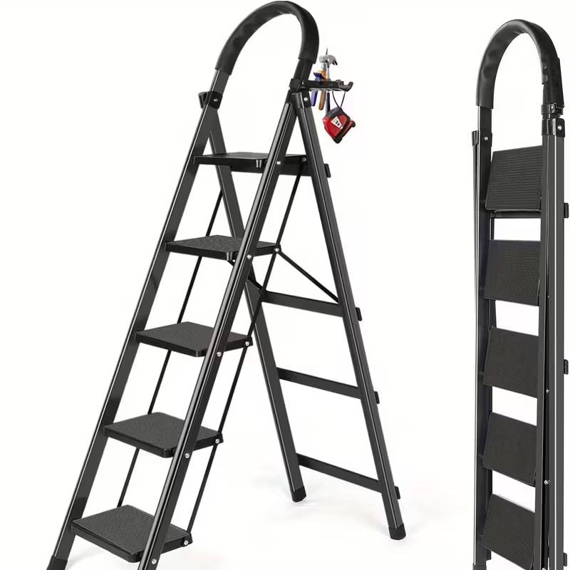 Foldable Steel Step Stool with Tool Tray, 300LBS Capacity