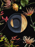 Matte Black With Wood Texture Dinnerware