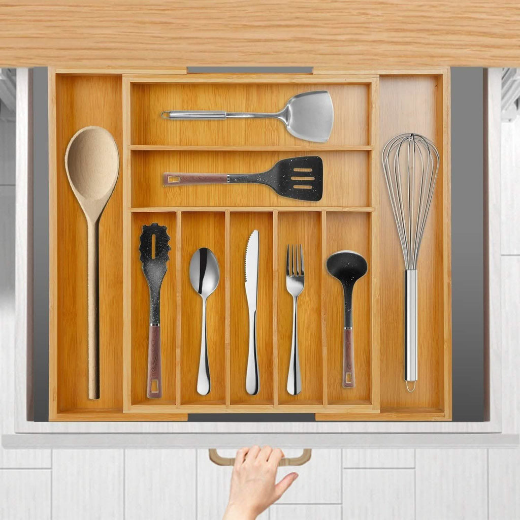 Expandable Bamboo Cutlery Drawer Organizer