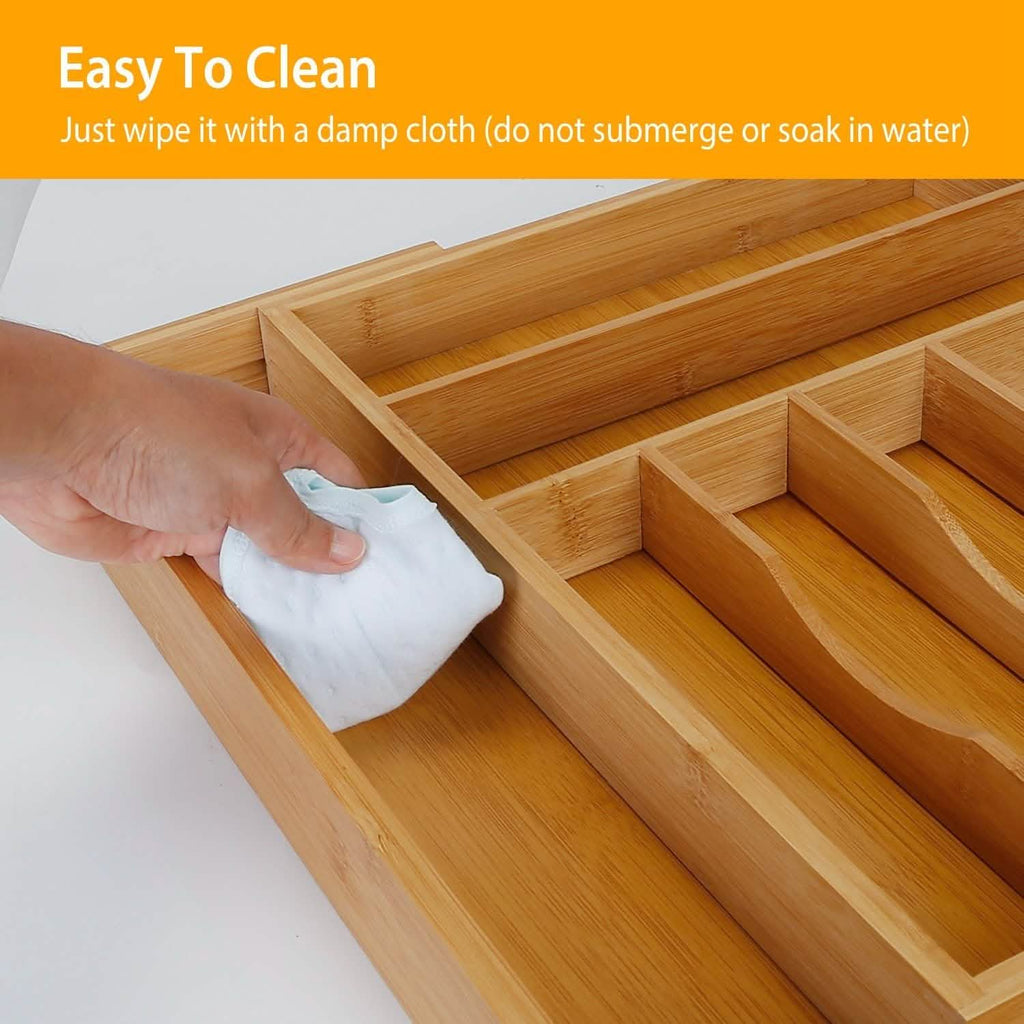 Expandable Bamboo Cutlery Drawer Organizer
