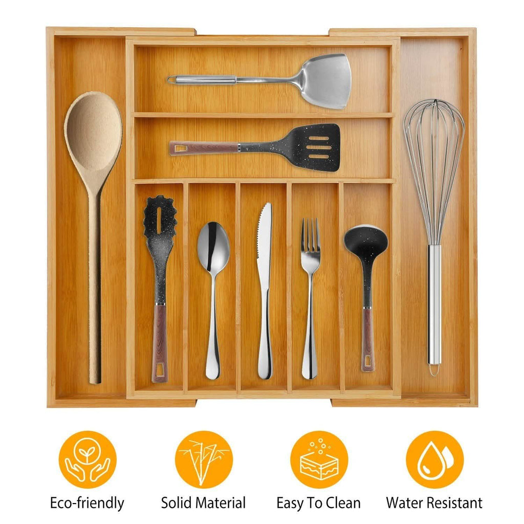 Expandable Bamboo Cutlery Drawer Organizer