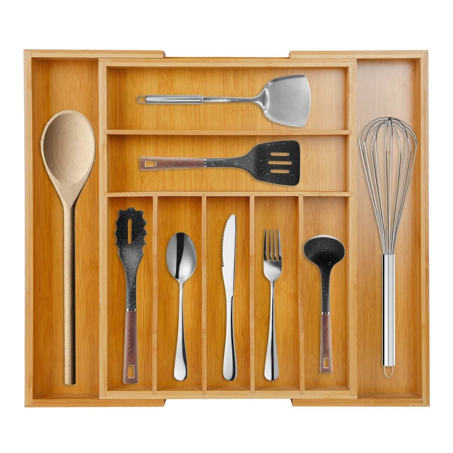 Expandable Bamboo Cutlery Drawer Organizer